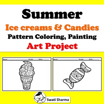 Summer, Ice creams and candies, Pattern Coloring, Painting, Art Project