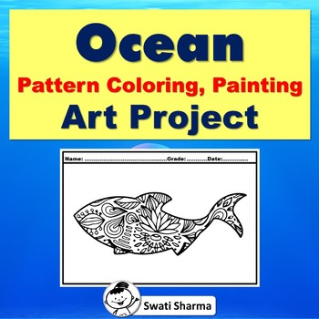 Ocean Pattern Coloring, Art Project, Elementary Art Sub Plan