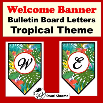 Welcome, Tropical Theme, Bulletin Board Letters, Pennant Banner