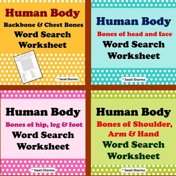 Human Body Bones, Word search Bundle
