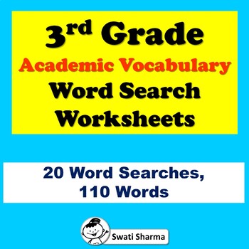 3rd Grade Academic Vocabulary, Word Search Worksheets