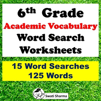 6th Grade Academic Vocabulary Word Search Worksheets