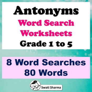 Antonyms Wordsearch worksheets, Grade 1 to 5