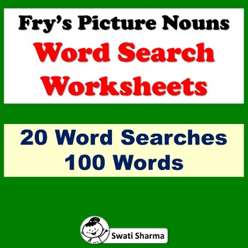 Fry’s Picture Nouns Word Search Worksheets