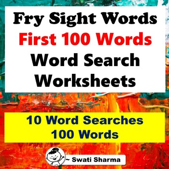 Fry Sight Words, First 100 Words, Word Search Worksheets