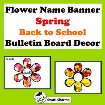 Flower Name Banner, Spring, Back to School, Bulletin Board Decor