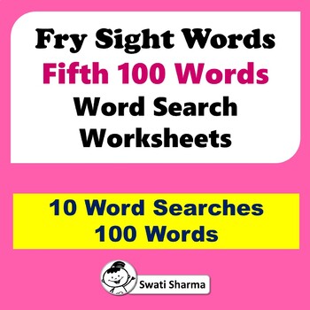 Fry Sight Words, Fifth 100 Words, Word Search Worksheets