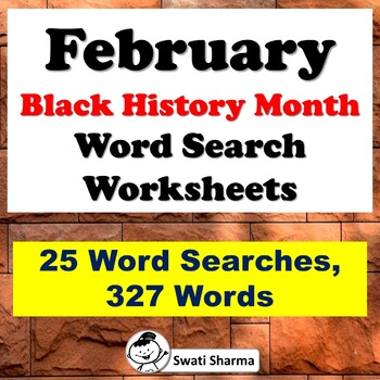 February Black History Month, Word Search Worksheets