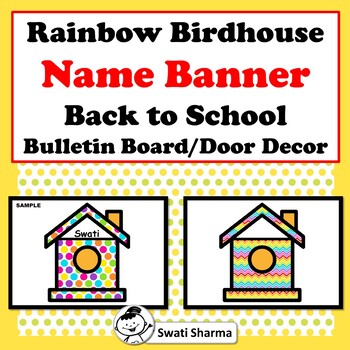 Rainbow Bird House Name Banner, Back to School, Bulletin Board Decor