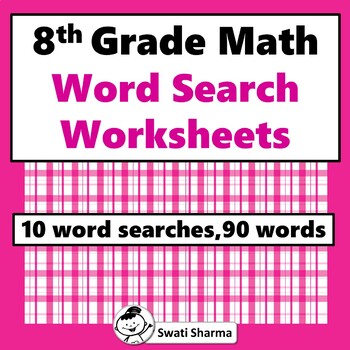 8th Grade Math, Word Search Worksheets