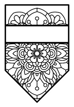 Pennant Bulletin Board Name Banner, Mandala Style 1, Pattern Coloring