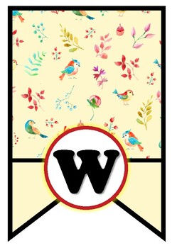 Spring, Bird Theme, 'Welcome' Pennant Banner, Bunting, Bulletin Board Letters