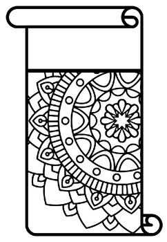 Scroll Style Pennant, Name Banner, Mandala Style, Pattern Coloring, Set 14