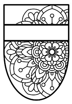 Pennant Bulletin Board Name Banner, Mandala Style, Pattern Coloring, Set 2