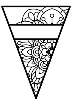 Pennant Bulletin Board Name Banner, Mandala Style, Pattern Coloring, Set 3