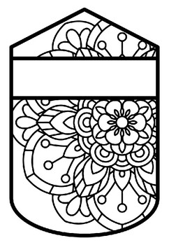 Pennant Bulletin Board Name Banner, Mandala Style, Pattern Coloring, Set 4