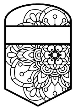 Pennant Bulletin Board Name Banner, Mandala Style, Pattern Coloring, Set 5