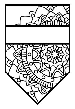Pennant Bulletin Board Name Banner, Mandala Style, Pattern Coloring, Set 8