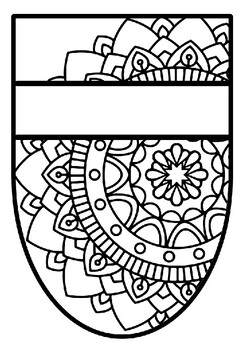 Pennant Bulletin Board Name Banner, Mandala Style, Pattern Coloring, Set 9