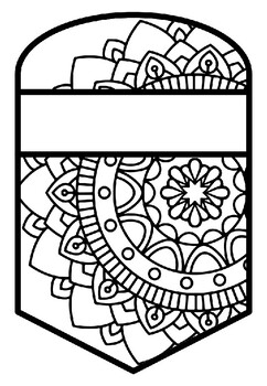 Pennant Bulletin Board Name Banner, Mandala Style, Pattern Coloring, Set 12