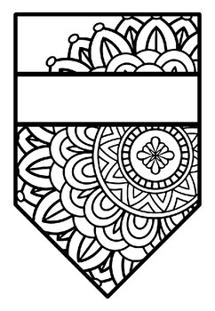 Pennant Bulletin Board Name Banner, Mandala Style, Pattern Coloring, Set 15