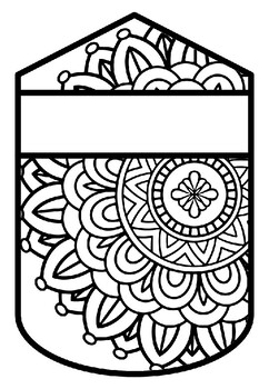Pennant Bulletin Board Name Banner, Mandala Style, Pattern Coloring, Set 18