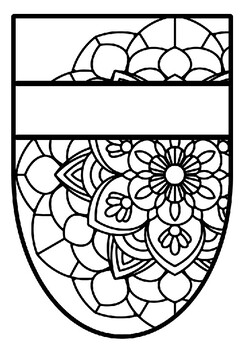 Name Banner, Pattern Coloring Pennant, Mandala Style, Set 23, Art Sub Plan