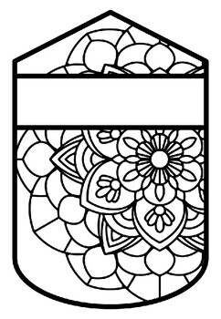 Pattern Coloring Pennant, Name Banner, Mandala Style, Set 25, Art Sub Plan