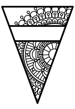 Pattern Coloring Pennant, Name Banner, Mandala Style, Set 30, Classroom Decor