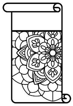 Pattern Coloring Pennant, Name Banner, Scroll, Mandala set 35, Classroom Display