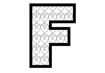 Strawberry Theme, Blackline, A to Z, 0 to 9, Bulletin Board Letters and Numbers