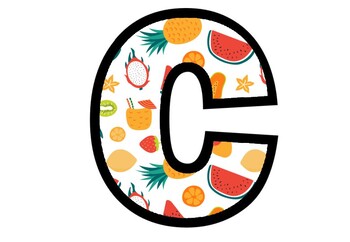 Summer Fruits, A to Z, 0 to 9, Bulletin-Board Letters Numbers, Classroom Display