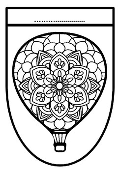 Elementary Art Sub Plan, Hot Air Balloons, Mandala Pattern coloring pennants