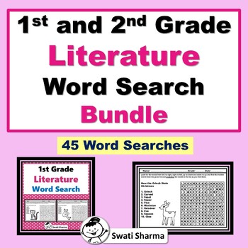 1st and 2nd Grade Literature Vocabulary, Year long, Word Search Bundle