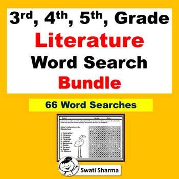 3rd, 4th, 5th, Grade Literature Vocabulary, Year Long, Word Search Bundle
