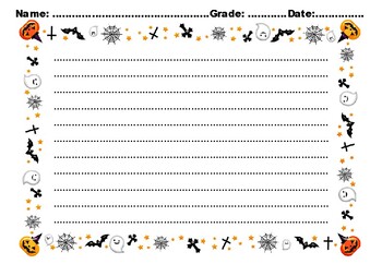 HALLOWEEN Writing Paper, Fall Sub Plan, Printables