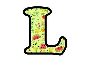 Fruits Bulletin Board Letters, Numbers and Symbols, Food Classroom Decor