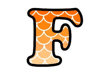 Orange Fish Scales Bulletin Board Letters, Numbers and Symbols, Fall Class Decor