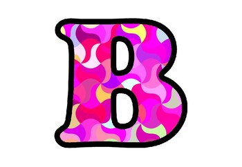 Magenta Mosaic Bulletin Board Letters, Numbers, Symbols, Classroom Décor, Set 1