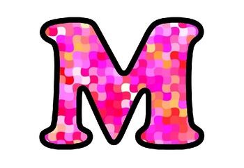 Magenta, Pink, Mosaic Bulletin Board Letters, Numbers, Symbols, Classroom Decor