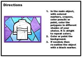 Winter Polygon, Geometric Art Project, Winter Art Sub Plan, Shapes Activity