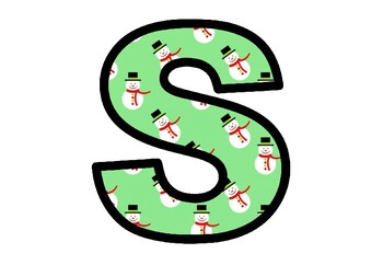 Snowman, Winter Bulletin Board Letters Classroom Decor, A-Z a-z 0-9 punctuation