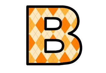 Bulletin Board Letters, Fall Letters, Orange Argyle Alphabet, Classroom Decor