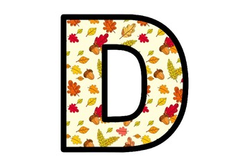 Acorns, Leaves, Fall Bulletin Board Letters, A to Z, a to z, 0 to 9, Punctuation