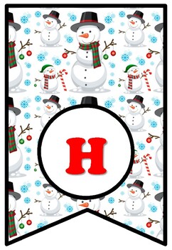 Happy Holidays, Bulletin Board Sayings Pennant Banner, Winter, Snowman Decor