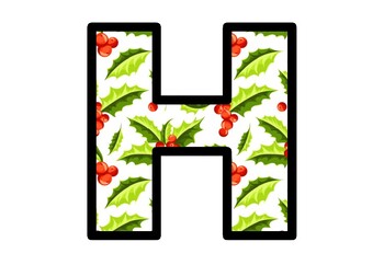 Christmas, Holly Leaves, Bulletin Board Letters, Alphabet Posters Decor