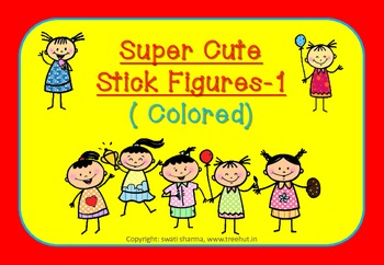 Everyday Kids, Stick Figures Colored Clipart