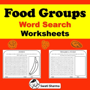 Food Groups Word Search Worksheets