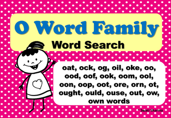 Short and Long O Word Family Word Search