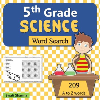 5th Grade Science, Word Search Worksheets, No Prep Sub Plan